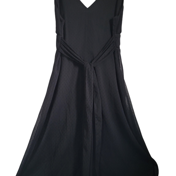 Bisou Bisou LBD Swiss Dot Sleeveless V Neck Elastic Waist w/Tie Belt Sz 14 - Picture 7 of 10